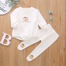 Baby Cartoon Bear Pattern Triangle Bodysuit Combo Pantihose Sets (Size/Age: 80 (9-12M))