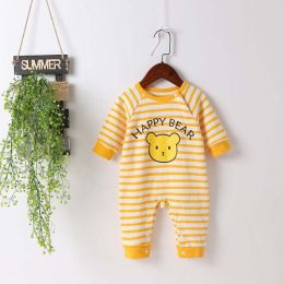 Baby Cartoon Bear & Striped Pattern Crotch Jumpsuit Romper (Size/Age: 66 (3-6M))
