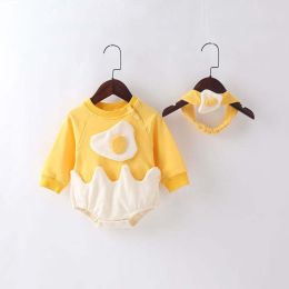 Baby Cartoon Egg Shape Design Long Sleeved Cute Bodysuit With Headband (Size/Age: 66 (3-6M))
