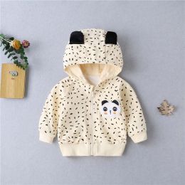 Baby Cartoon Panda Graphic Double Lapel Fleece Zipper Front Design Coat (Size/Age: 100 (2-3Y))