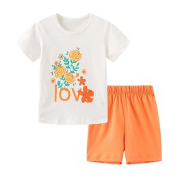 Baby Girl Floral Pattern Crewneck T-Shirt Summer Clothing Sets (Size/Age: 140 (8-10Y))