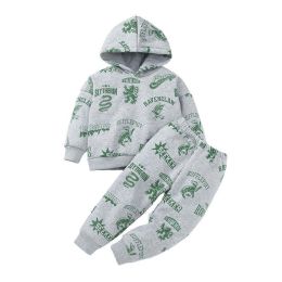 Baby Girl Cartoon And Letters Print Pattern Hooded Sweatshirt With Pants Sets (Size/Age: 100 (2-3Y))