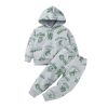 Baby Girl Cartoon And Letters Print Pattern Hooded Sweatshirt With Pants Sets