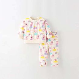 Baby Girl Piggy Print Pattern Hoodies Combo Pants Cute Casual Sets (Size/Age: 120 (5-7Y))