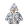 Baby Girl Plaid Pattern Zipper Front Design Thickened Jacket In Winter