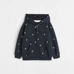 Baby Girl All Over Rainbow Print Pattern Zipper Design Hooded Coat In Autumn (Size/Age: 140 (8-10Y))