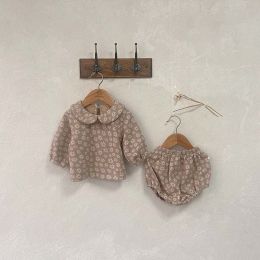 Baby Girl Daisy Pattern Doll Neck Tops Combo Triangle Short Sets (Size/Age: 66 (3-6M))
