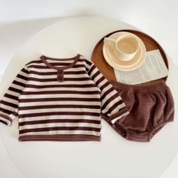 Baby Striped Pattern Long Sleeve Tops & Triangle Shorts 1 Pieces Sets (Size/Age: 100 (2-3Y))