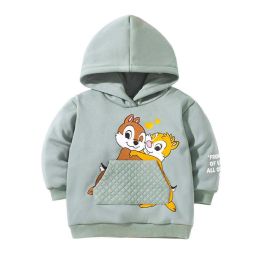 Baby Girl Cartoon Animals Graphic Long Sleeve Fleece Thermal Hooded Sweatshirt (Size/Age: 140 (8-10Y))
