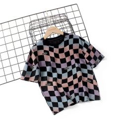 Baby Boy Checkerboard Pattern Short Sleeve Crewneck Tee (Size/Age: 140 (8-10Y))