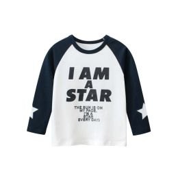 Baby Slogan Print Pattern Color Matching Design Long Sleeve Shirt (Size/Age: 110 (3-5Y))