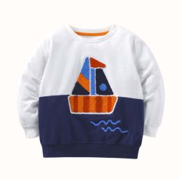 Baby Boy Sailboat Graphic Colorblock Design Cute Hoodie (Size/Age: 140 (8-10Y))