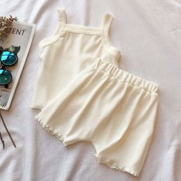 Baby Girl Solid Color Sleeveless Vest With Shorts Sets (Size/Age: 73 (6-9M))