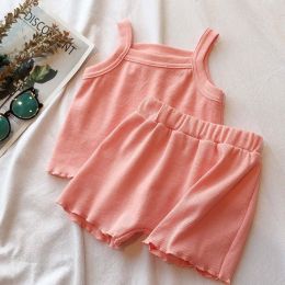 Baby Girl Solid Color Sleeveless Vest With Shorts Sets (Size/Age: 66 (3-6M))