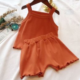 Baby Girl Solid Color Sleeveless Vest With Shorts Sets (Size/Age: 80 (9-12M))