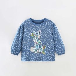 Baby Girl Floral Pattern Bunny Embroidered Design Loose Cotton Hoodie (Size/Age: 140 (8-10Y))