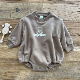 Baby 1pcs Cartoon Bear Print Pattern Solid Color Thin Style Bodysuit (Size/Age: 80 (9-12M))