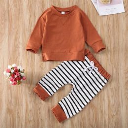 Baby Boy 1pcs Solid Color Hoodie Combo Striped Pattern Trousers Sets (Size/Age: 90 (12-24M))