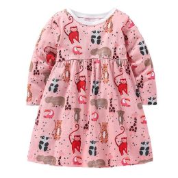 Baby Girl Cartoon Animals Print Pattern A-Line Style Dress (Size/Age: 130 (7-8Y))