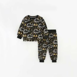 Baby Boy Dinosaur Print Pattern O-Neck Hoodie With Pants Fashion Sets (Size/Age: 120 (5-7Y))
