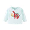 Baby Boy Cartoon Dinosaur And Sunflower Embroidered Pattern Shirt
