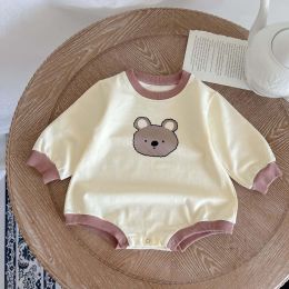 Baby Girl Cartoon Bear Print Pattern Long Sleeve Triangle Bodysuit (Size/Age: 66 (3-6M))