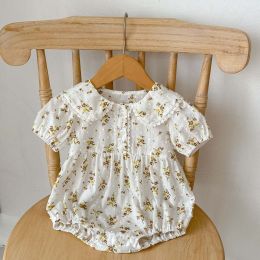 Baby Girl Doll Neck Short Sleeve Summer Onesies (Size/Age: 90 (12-24M))