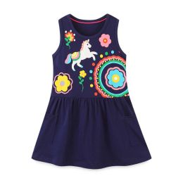 Baby Girl Cartoon Graphic Sleeveless Cute Style Dress In Summer (Size/Age: 110 (3-5Y))