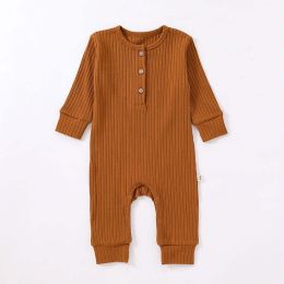 Baby Boy And Girl Solid Color Quarter Button Design Jumpsuit (Size/Age: 66 (3-6M))