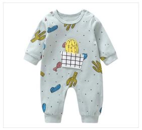 Baby Cactus & Dot Pattern Long Sleeves O-Neck Cotton Jumpsuit (Size/Age: 80 (9-12M))