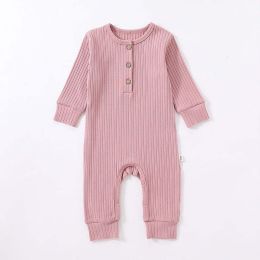 Baby Boy And Girl Solid Color Quarter Button Design Jumpsuit (Size/Age: 90 (12-24M))