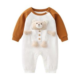 Baby 3D Cartoon Animal Patchwork Design Color Matching Long-Sleeved Rompers (Size/Age: 59 (0-3M))