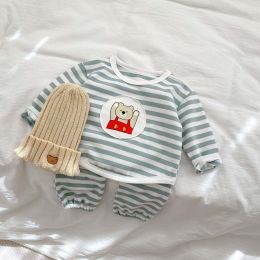 Baby Striped Pattern Cartoon Design Hoodies 2 Pieces Sets (Size/Age: 66 (3-6M))