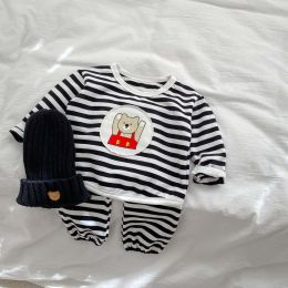 Baby Striped Pattern Cartoon Design Hoodies 2 Pieces Sets (Size/Age: 100 (2-3Y))