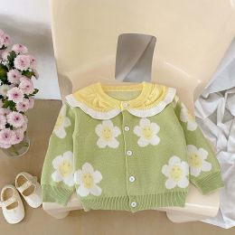Baby Girl Flower Pattern Colorblock Design Knit Cardigan (Size/Age: 73 (6-9M))