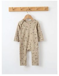 Baby Print Pattern Envelope Neckline Long Sleeved Soft Rompers Home Clothes (Size/Age: 73 (6-9M))