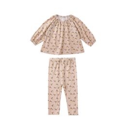 Baby Floral Print Pattern Loose Style Tops And Pants Outfits Sets Homeclothes (Size/Age: 90 (12-24M))