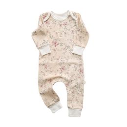 Baby Floral Graphic Envelope Collar Design Soft Cotton Nordic Style Jumpsuit (Size/Age: 80 (9-12M))