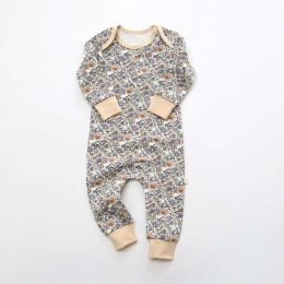 Baby Floral Graphic Envelope Collar Design Soft Cotton Nordic Style Jumpsuit (Size/Age: 73 (6-9M))