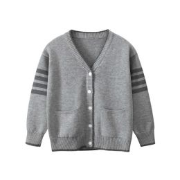 Baby Solid Color V-Neck Single Breasted Design Cardigan (Size/Age: 140 (8-10Y))