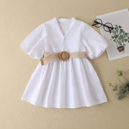 Baby Solid Color Waistband Patched Design Fashion Dress In Summer (Size/Age: 90 (12-24M))