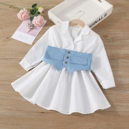 Baby Solid Color Waistband Patched Design Fashion Dress In Summer (Size/Age: 100 (2-3Y))