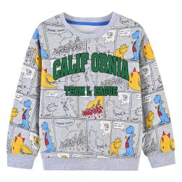 Baby Boy All Over Dinosaur And Letters Pattern Cotton Hoodies (Size/Age: 120 (5-7Y))