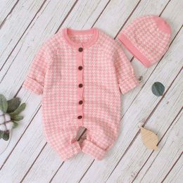 Baby Embroidered Pattern Single Breasted Design Longsleeve Knitted Romper (Size/Age: 73 (6-9M))