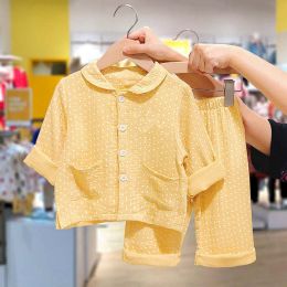 Baby Dot Pattern Single Breasted Design Lapel Shirt Combo Pants Sets Home Clothes (Size/Age: 110 (3-5Y))