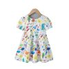 Baby Print Pattern Bow Patched Design Short Sleeve Dress In Summer