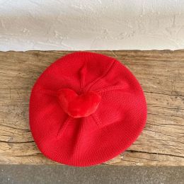 Baby Solid Color Heart Patched Design Knitted Hat (Size/Age: Average Size (1-4Y))