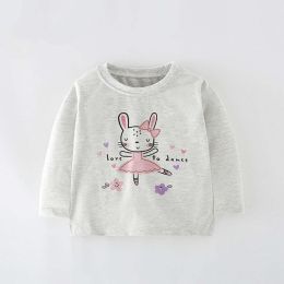 Baby Girl Cartoon Bunny Print Pattern Crewneck Cotton Shirt (Size/Age: 130 (7-8Y))