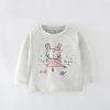 Baby Girl Cartoon Bunny Print Pattern Crewneck Cotton Shirt
