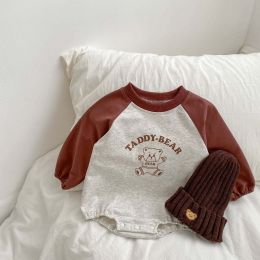 Baby Bear Print Pattern Colorblock Design Onesies (Size/Age: 80 (9-12M))